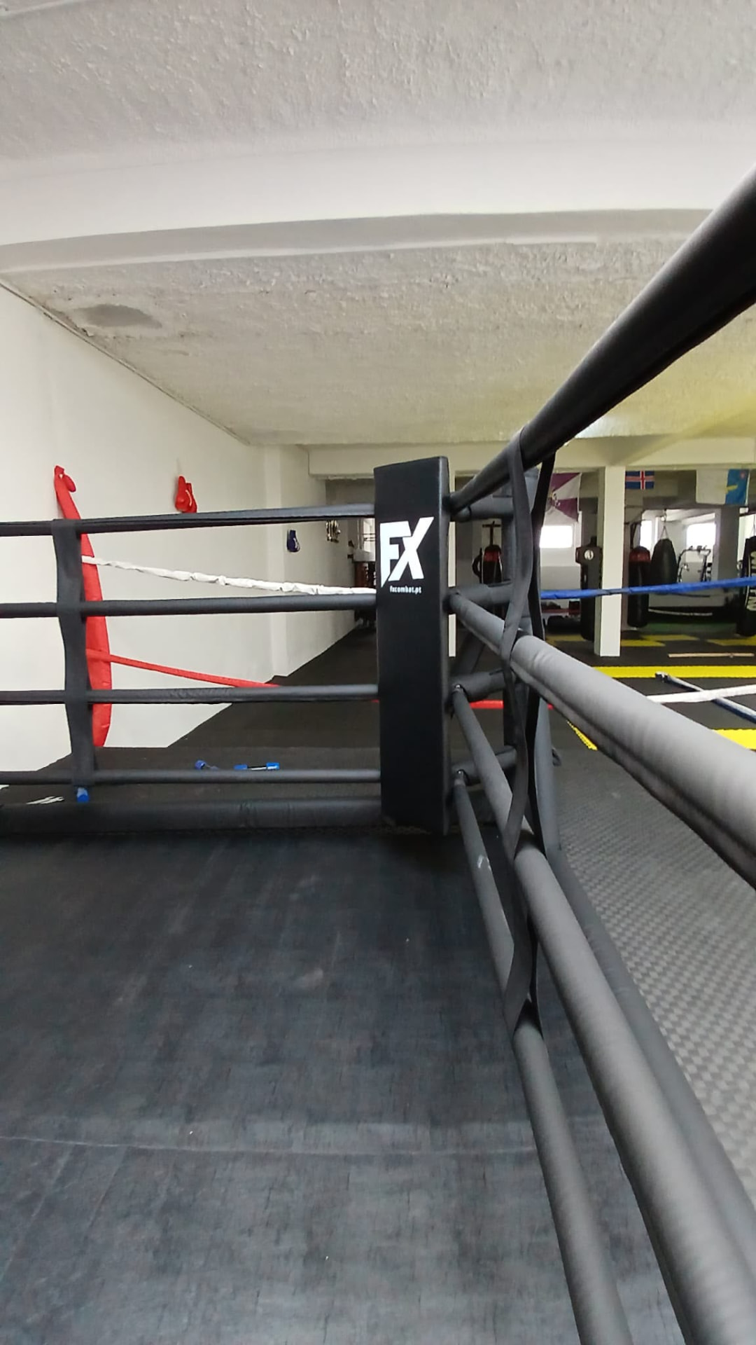 Black covered ropes and FX corner pad